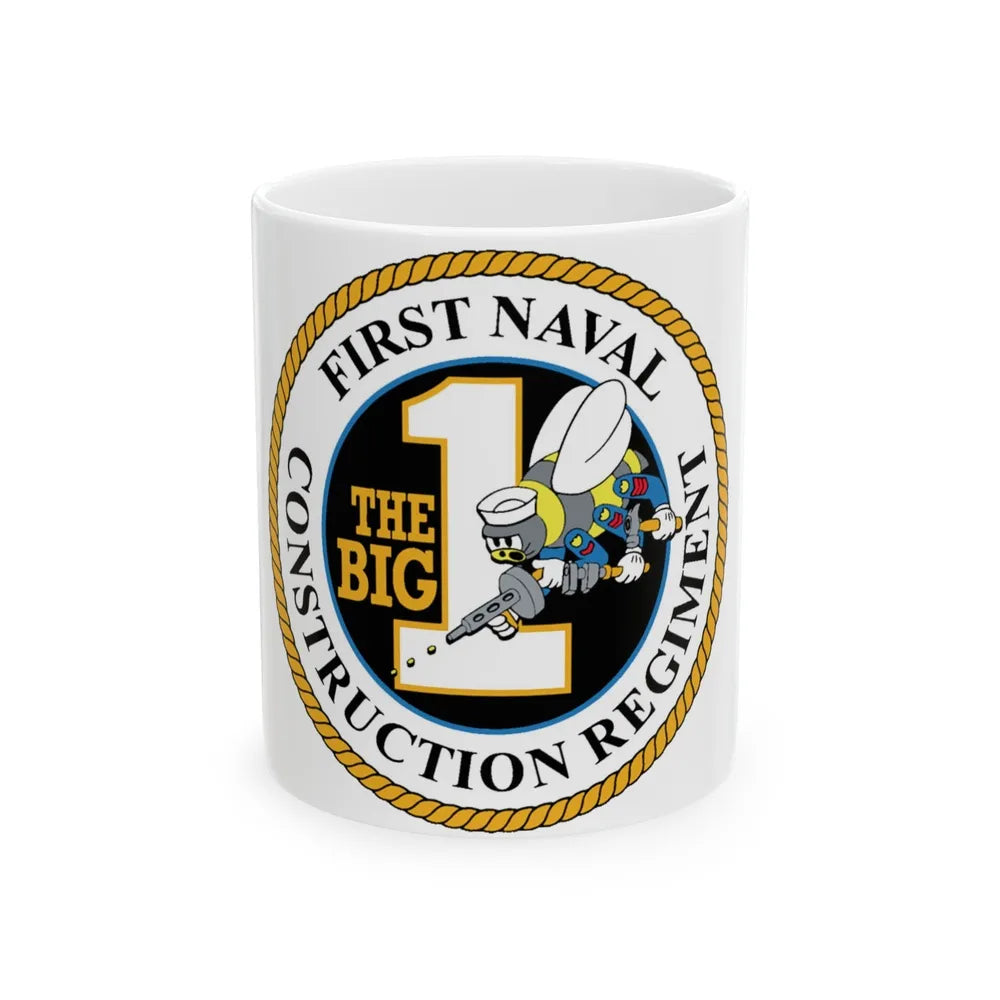 First Naval Construction Regiment (U.S. Navy) White Coffee Mug-11oz-Go Mug Yourself