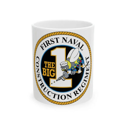 First Naval Construction Regiment (U.S. Navy) White Coffee Mug-11oz-Go Mug Yourself