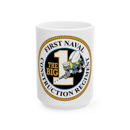 First Naval Construction Regiment (U.S. Navy) White Coffee Mug-15oz-Go Mug Yourself