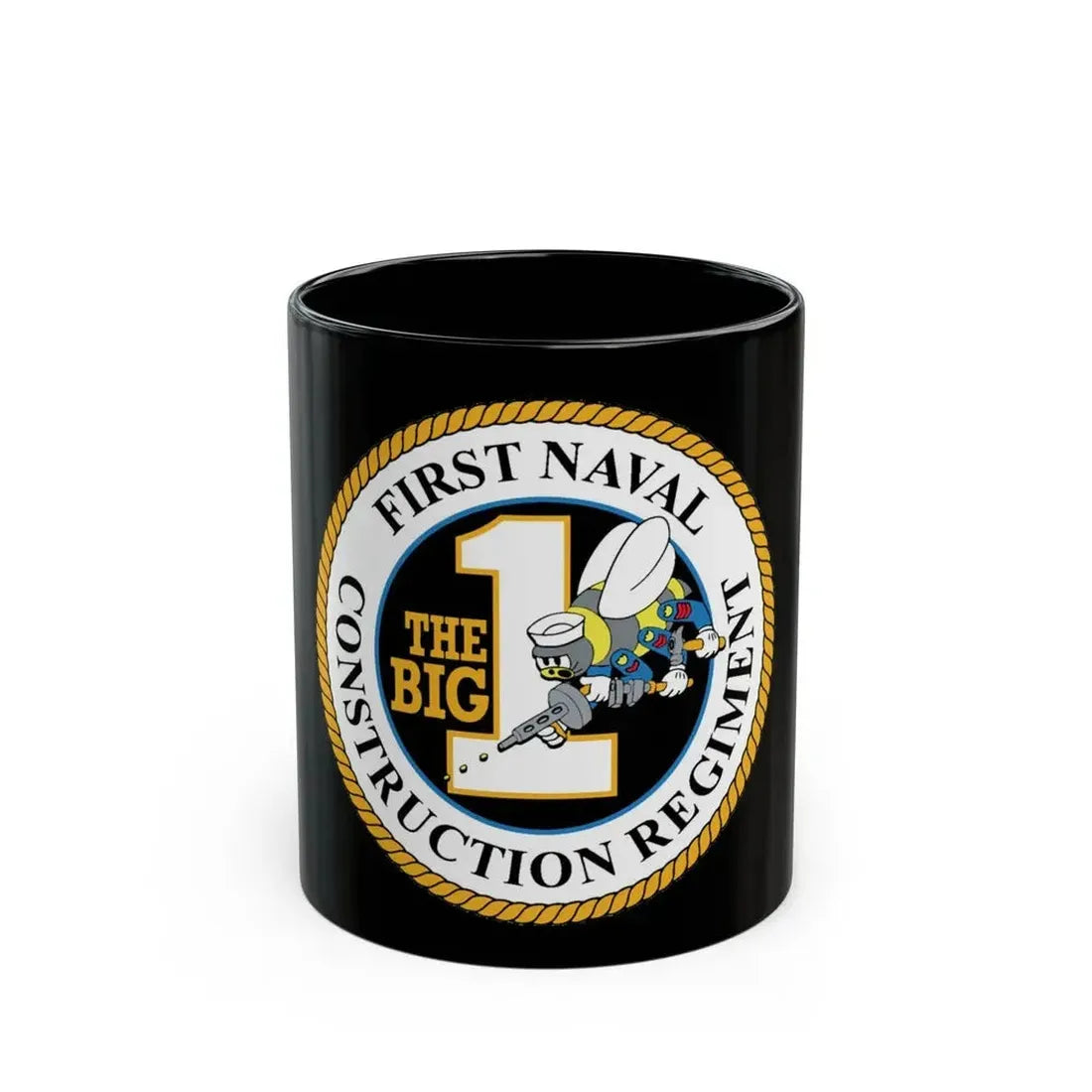 First Naval Construction Regiment (U.S. Navy) Black Coffee Mug 11oz - Go Mug Yourself