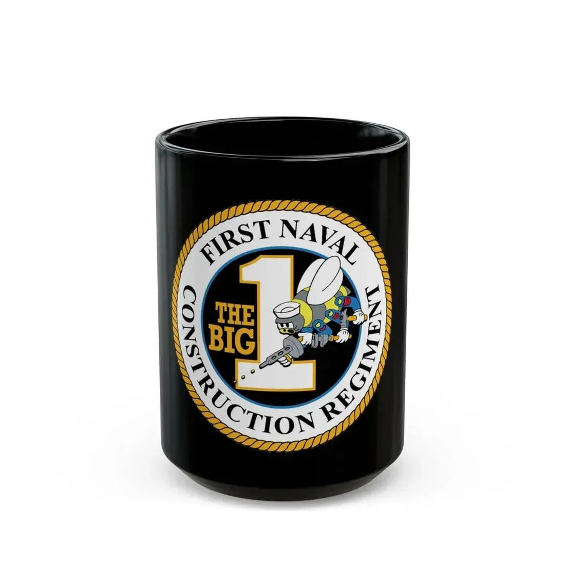 First Naval Construction Regiment (U.S. Navy) Black Coffee Mug 15oz - Go Mug Yourself