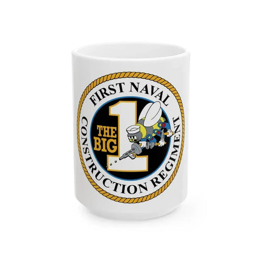 First Naval Construction Regiment (U.S. Navy) White Coffee Mug 15oz - Go Mug Yourself