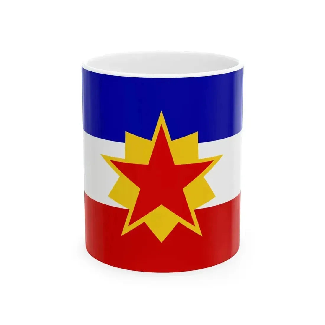 First Proposed Flag of the Peoples Republic of Bosnia and Herzegovina (Bosnia and Herzegovina) White Coffee Mug 11oz - Go Mug Yourself