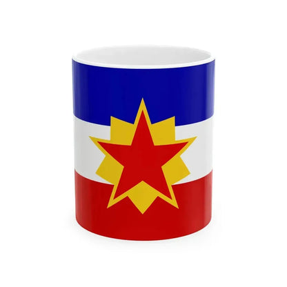 First Proposed Flag of the Peoples Republic of Bosnia and Herzegovina (Bosnia and Herzegovina) White Coffee Mug 11oz - Go Mug Yourself