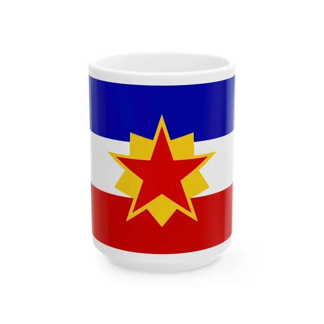 First Proposed Flag of the Peoples Republic of Bosnia and Herzegovina (Bosnia and Herzegovina) White Coffee Mug 15oz - Go Mug Yourself