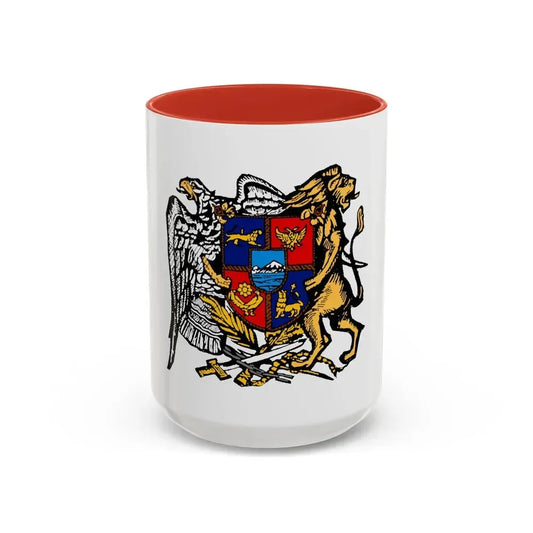 First Republic of Armenia Emblem - Accent Coffee Mug 15oz Red - Go Mug Yourself