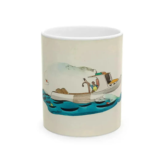 Fisherman Illustration - White Coffee Mug 11oz - Go Mug Yourself