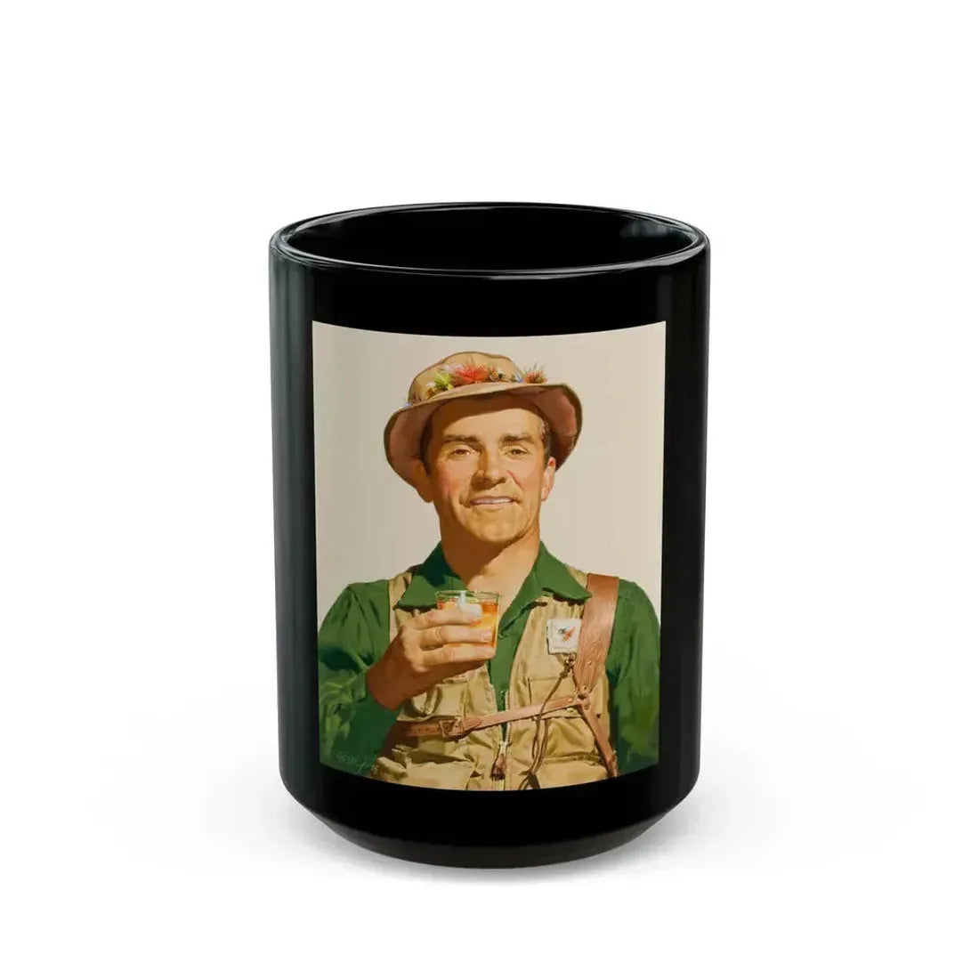 Fishing and hunting illustrations (1) - Black Coffee Mug 15oz - Go Mug Yourself