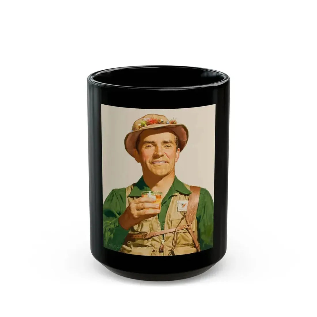 Fishing and hunting illustrations (1) - Black Coffee Mug 15oz - Go Mug Yourself