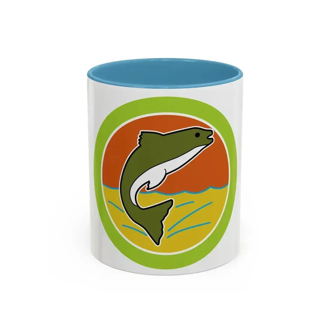 Fishing (Boy Scout Merit Badge) Accent Coffee Mug 11oz Light Blue - Go Mug Yourself