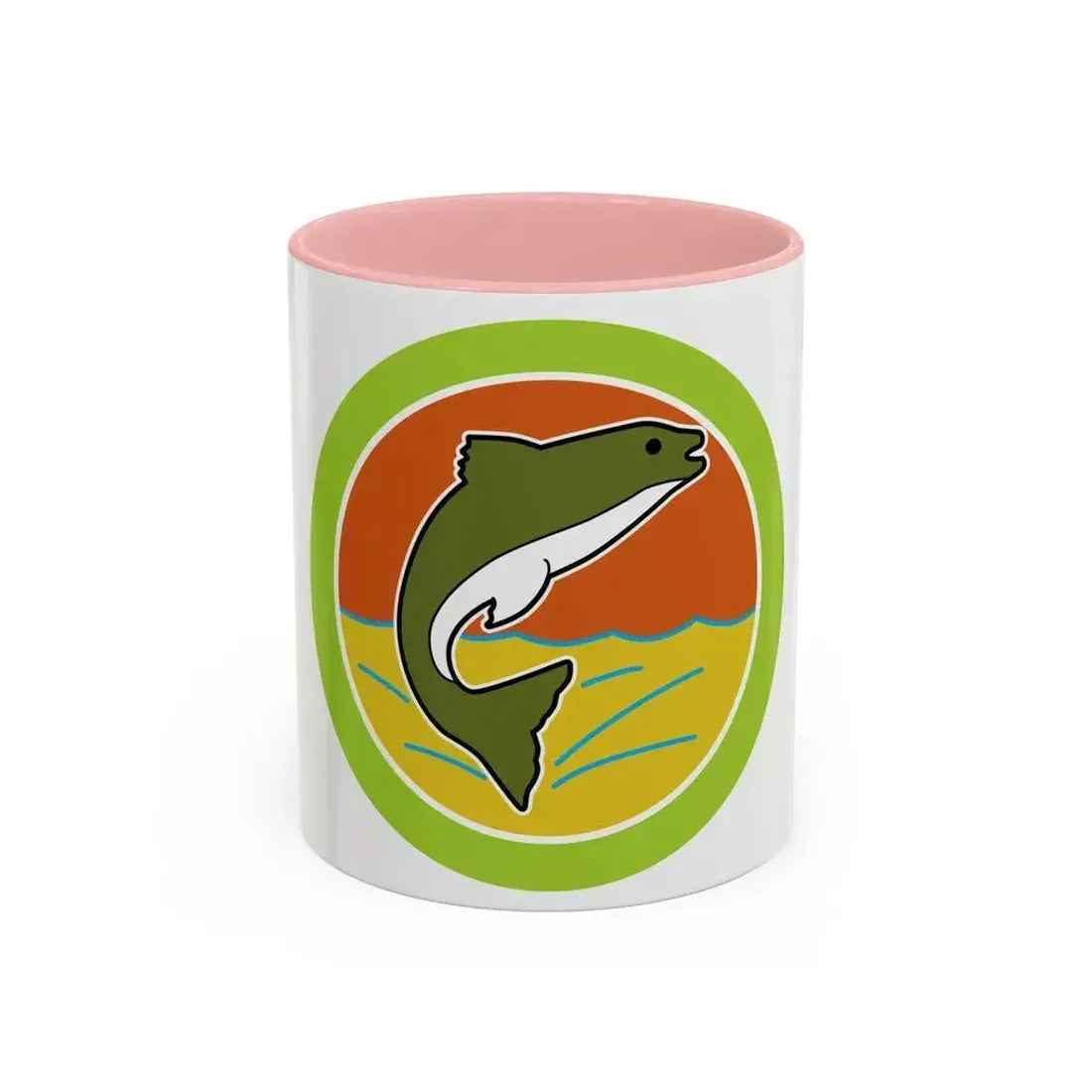 Fishing (Boy Scout Merit Badge) Accent Coffee Mug 11oz Pink - Go Mug Yourself