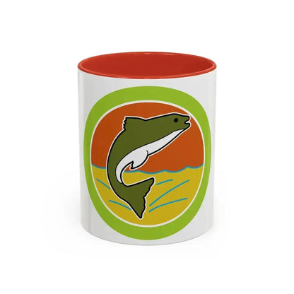 Fishing (Boy Scout Merit Badge) Accent Coffee Mug 11oz Red - Go Mug Yourself