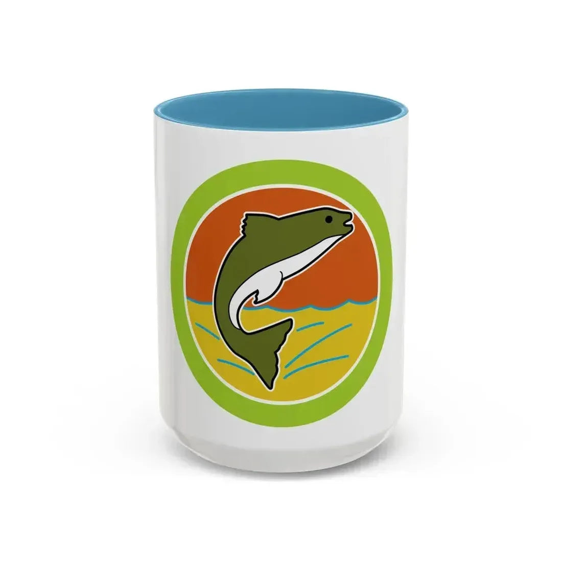 Fishing (Boy Scout Merit Badge) Accent Coffee Mug 15oz Light Blue - Go Mug Yourself