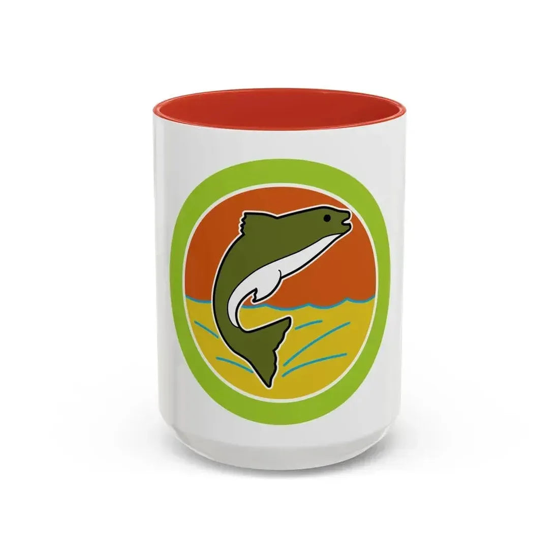 Fishing (Boy Scout Merit Badge) Accent Coffee Mug 15oz Red - Go Mug Yourself