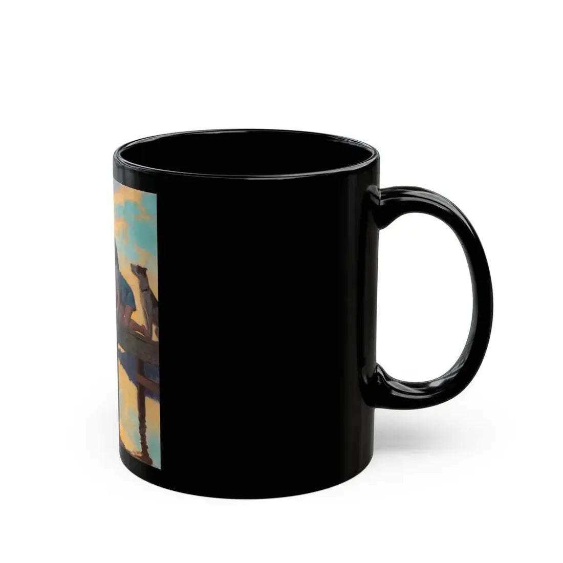 Fishing Time, calendar illustration - Black Coffee Mug - Go Mug Yourself