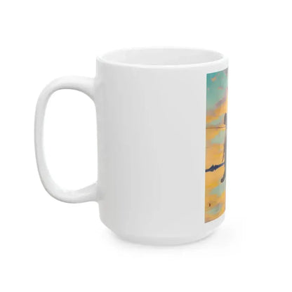 Fishing Time, calendar illustration - White Coffee Mug - Go Mug Yourself