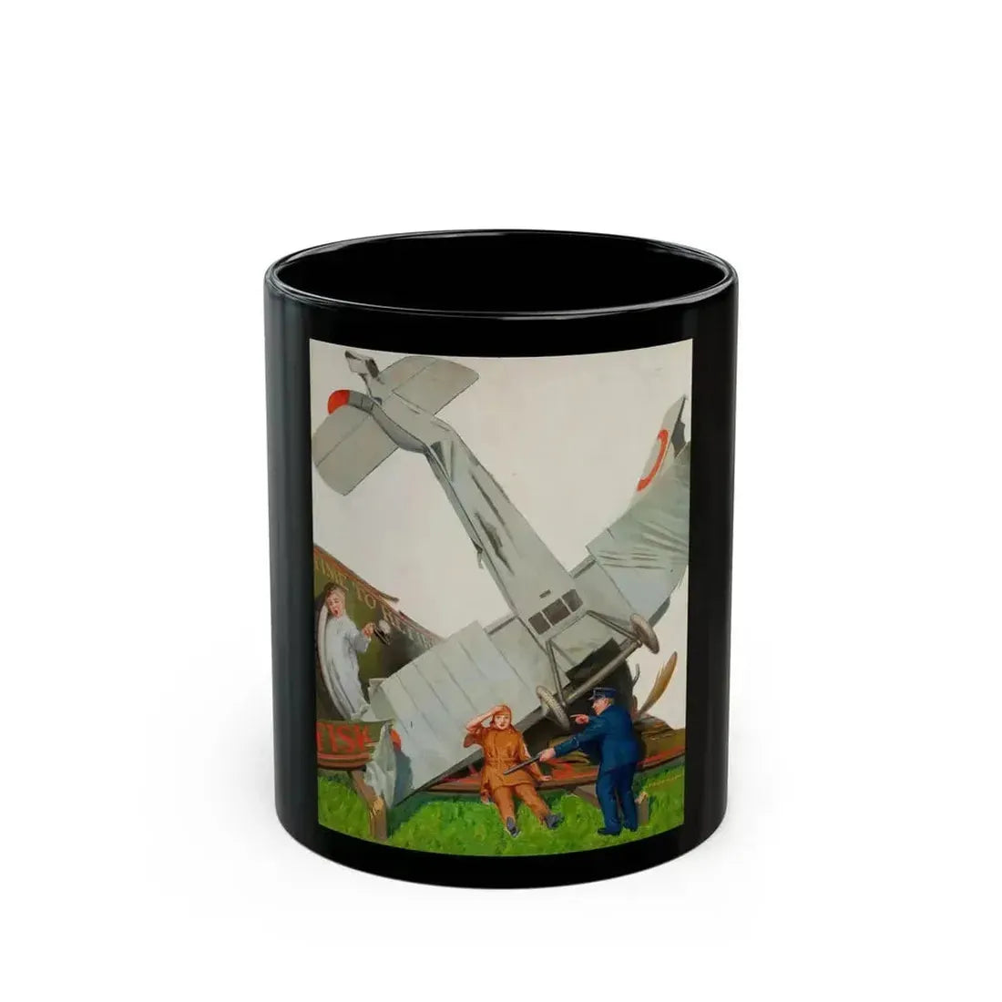 Fisk Co.--Time to Retire, advertising illustration - Black Coffee Mug 11oz - Go Mug Yourself