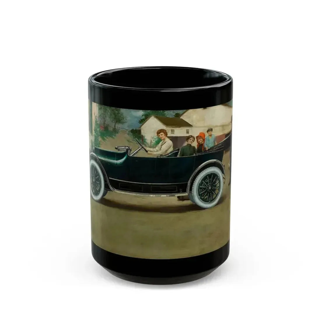 Fisk Tire Company, advertising illustration, 1915 - Black Coffee Mug 15oz - Go Mug Yourself