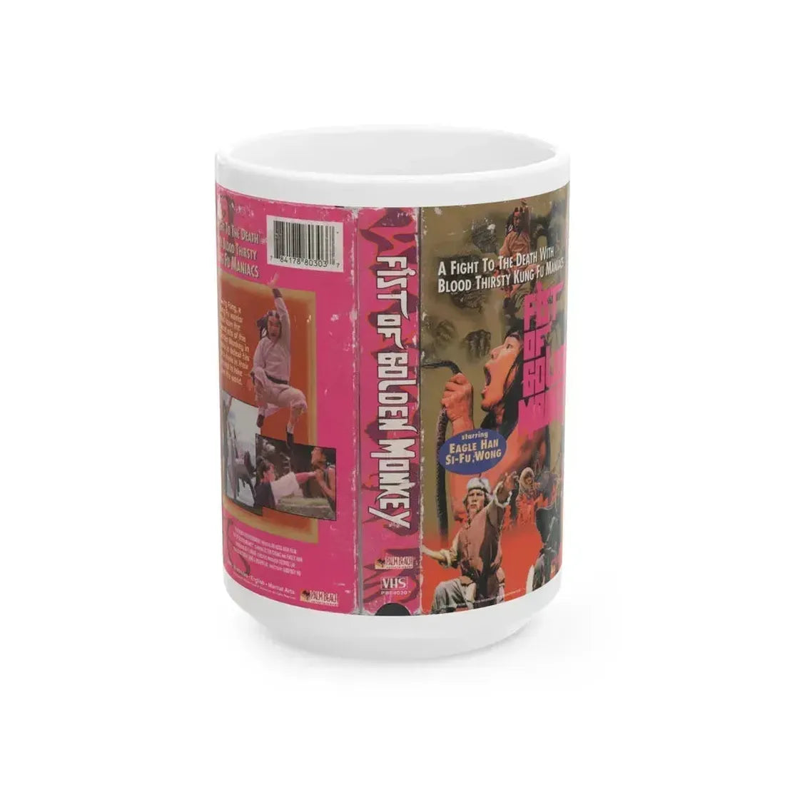FIST OF THE GOLDEN MONKEY (VHS COVER) - White Coffee Mug 15oz - Go Mug Yourself