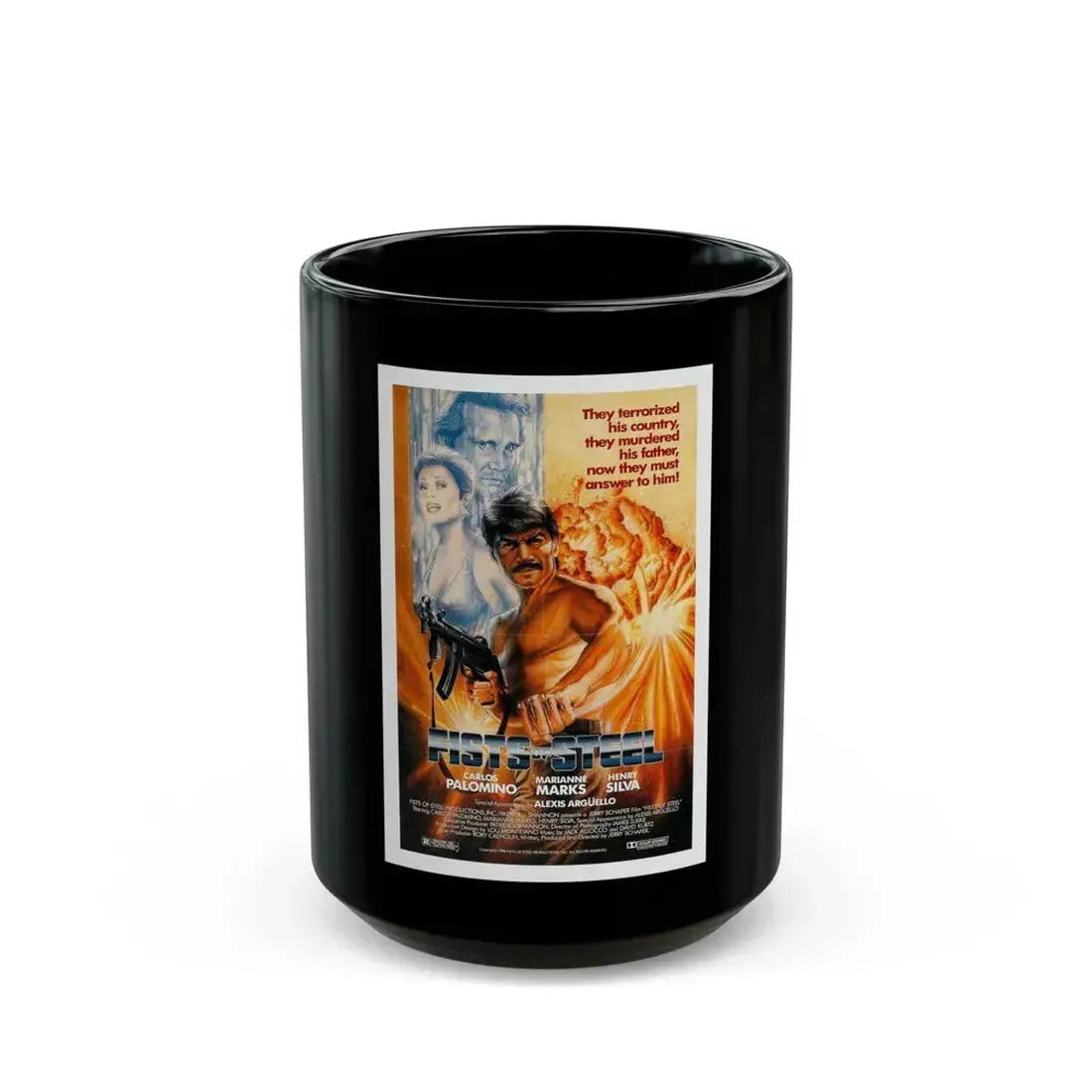 FISTS OF STEEL 1989 Movie Poster - Black Coffee Mug 15oz - Go Mug Yourself