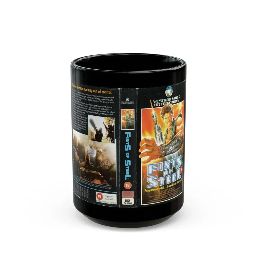 FISTS OF STEEL (VHS COVER) - Black Coffee Mug 15oz - Go Mug Yourself