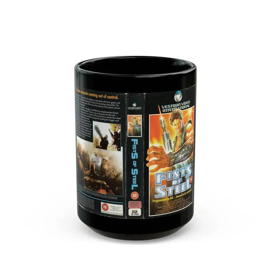 FISTS OF STEEL (VHS COVER) - Black Coffee Mug 15oz - Go Mug Yourself