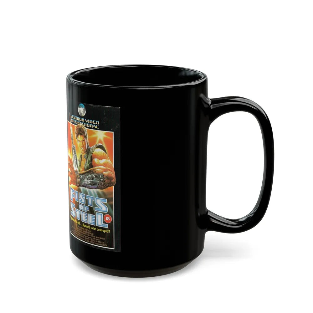 FISTS OF STEEL (VHS COVER) - Black Coffee Mug-Go Mug Yourself