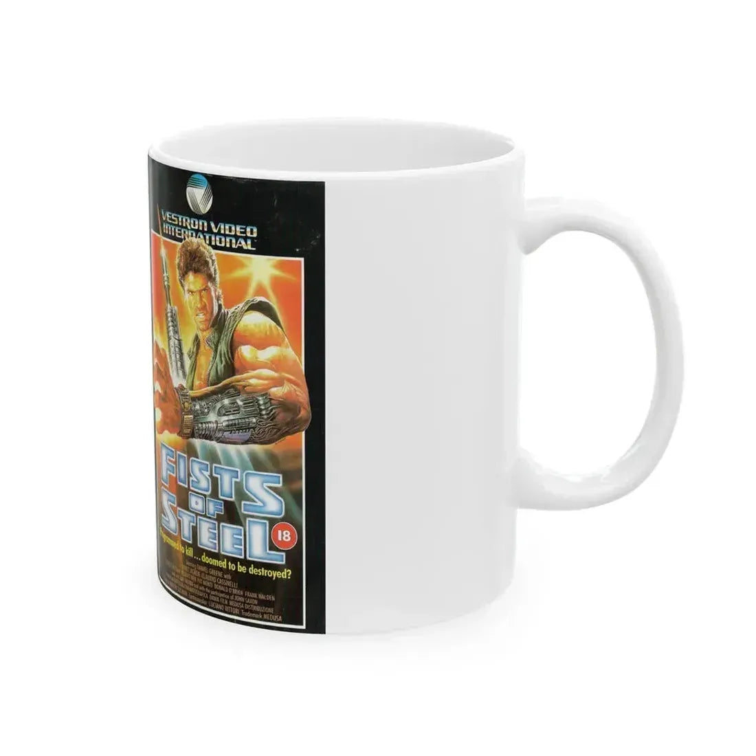 FISTS OF STEEL (VHS COVER) - White Coffee Mug - Go Mug Yourself