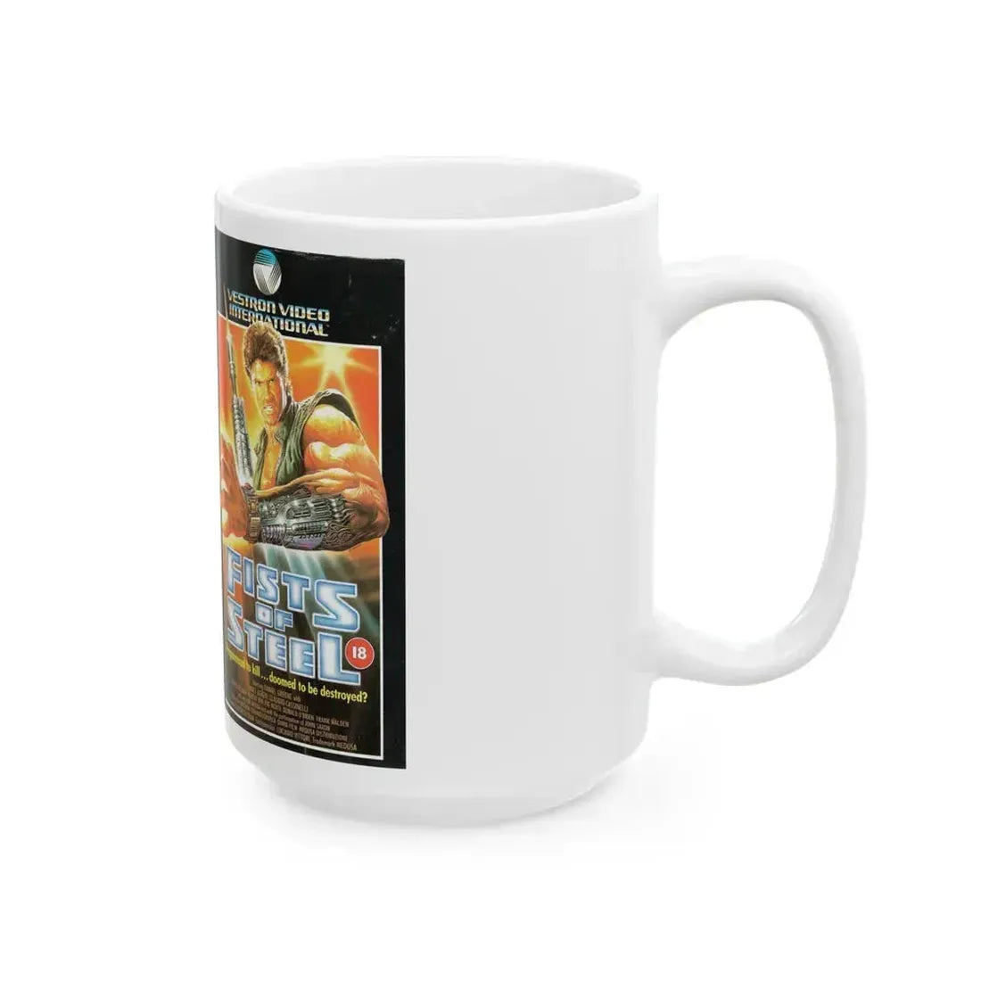 FISTS OF STEEL (VHS COVER) - White Coffee Mug - Go Mug Yourself