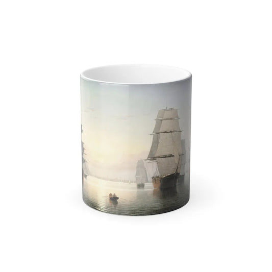 Fitz Henry Lane (1804-1865) Boston Harbor, Sunset - Oil on canvas 1850-1855 - Color Changing Mug 11oz-11oz-Go Mug Yourself