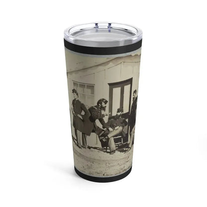 Five Civil War Soldiers Gathered On Dirt Porch Outside Home. African American Youth Seated Near Them (U.S. Civil War) Tumbler 20oz 20oz - Go Mug Yourself