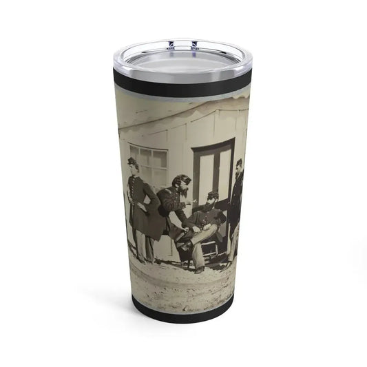 Five Civil War Soldiers Gathered On Dirt Porch Outside Home. African American Youth Seated Near Them (U.S. Civil War) Tumbler 20oz 20oz - Go Mug Yourself