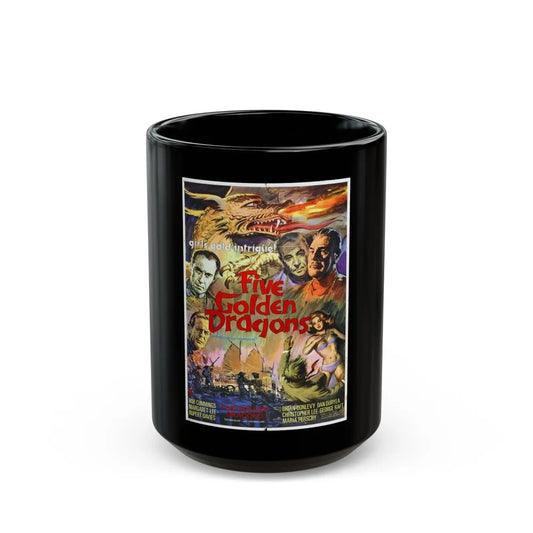 FIVE GOLDEN DRAGONS 1967 Movie Poster - Black Coffee Mug-15oz-Go Mug Yourself