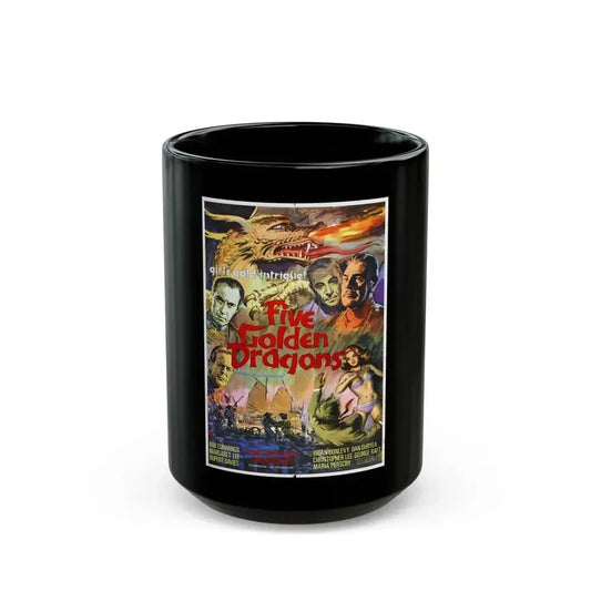 FIVE GOLDEN DRAGONS 1967 Movie Poster - Black Coffee Mug 15oz - Go Mug Yourself