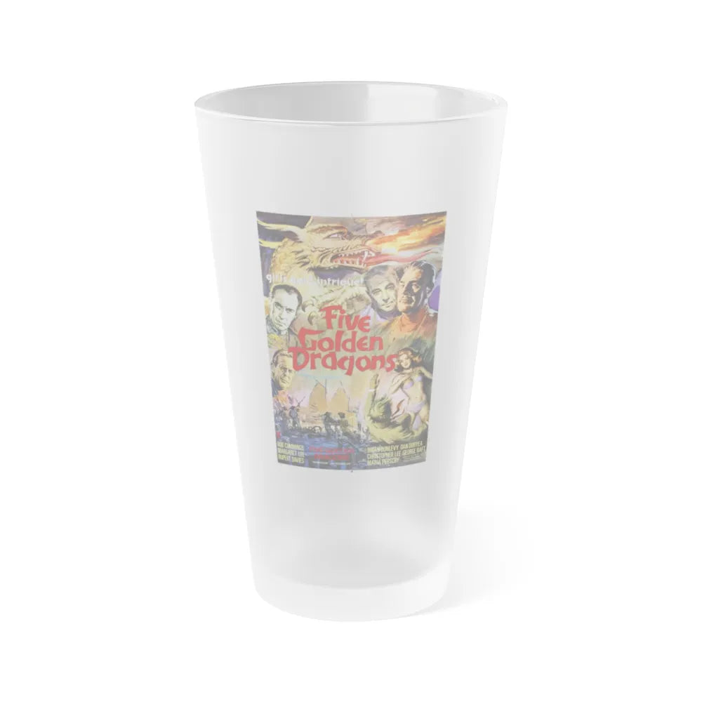 FIVE GOLDEN DRAGONS 1967 Movie Poster - Frosted Pint Glass 16oz-16oz-Frosted-Go Mug Yourself