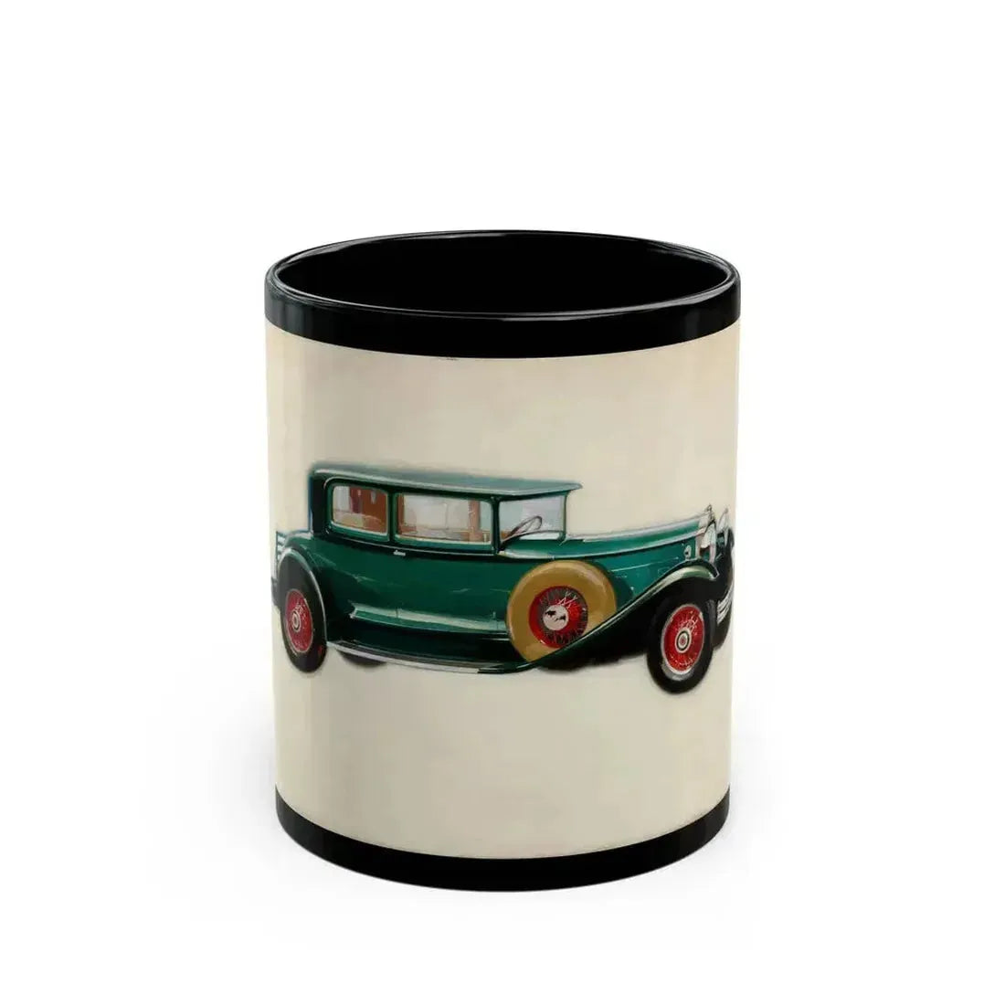 Five Passenger Coupe, automobile ad illustration - Black Coffee Mug 11oz - Go Mug Yourself