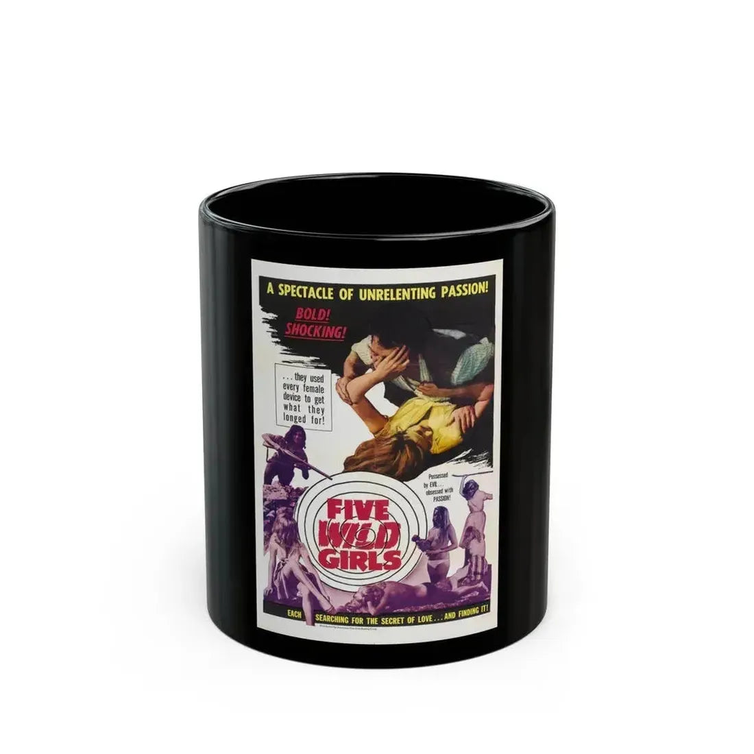 FIVE WILD GIRLS 1964 Movie Poster - Black Coffee Mug 11oz - Go Mug Yourself