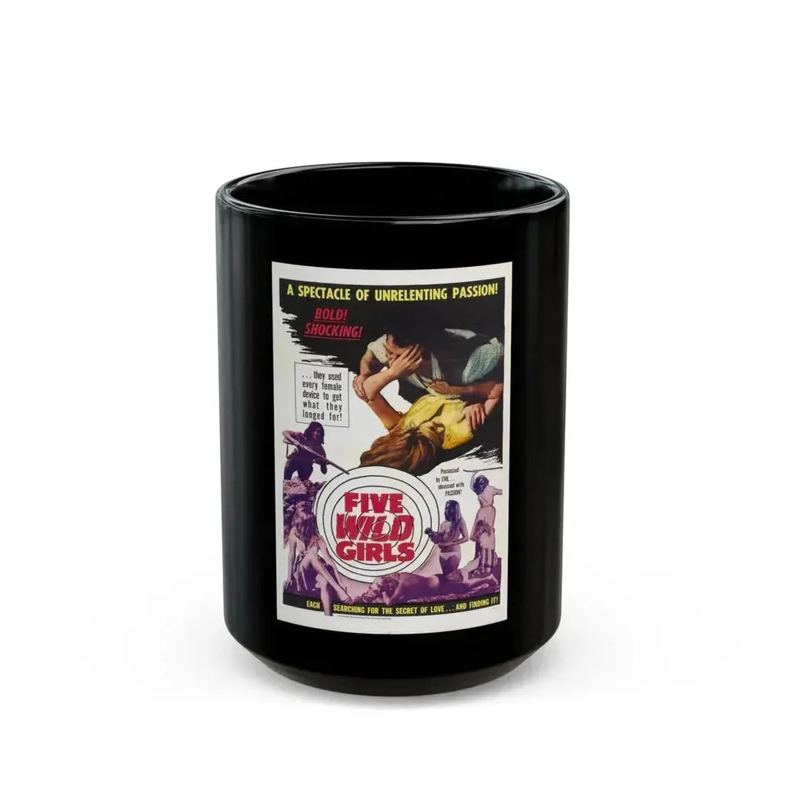 FIVE WILD GIRLS 1964 Movie Poster - Black Coffee Mug 15oz - Go Mug Yourself