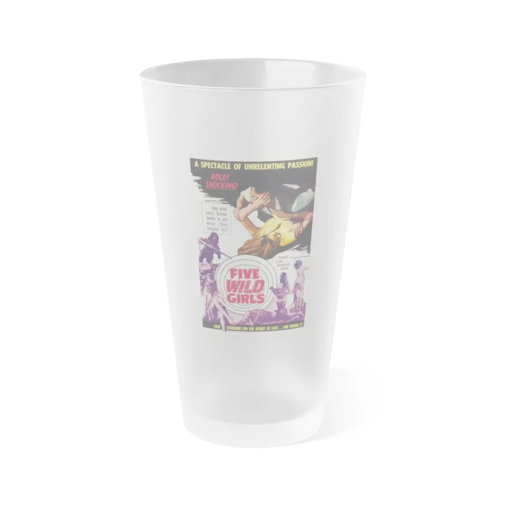 FIVE WILD GIRLS 1964 Movie Poster - Frosted Pint Glass 16oz-16oz-Frosted-Go Mug Yourself