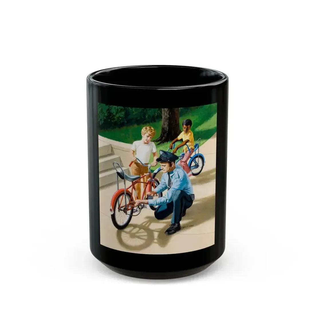 Fixing the Bike - Black Coffee Mug 15oz - Go Mug Yourself