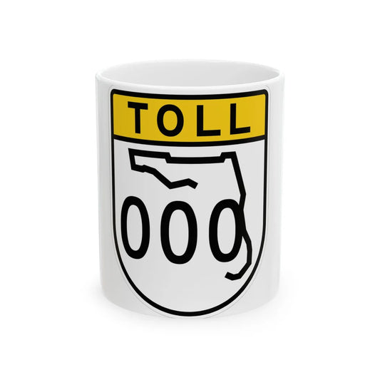 FL Route Shield Template Toll (Florida) (Road Sign) White Coffee Mug 11oz - Go Mug Yourself