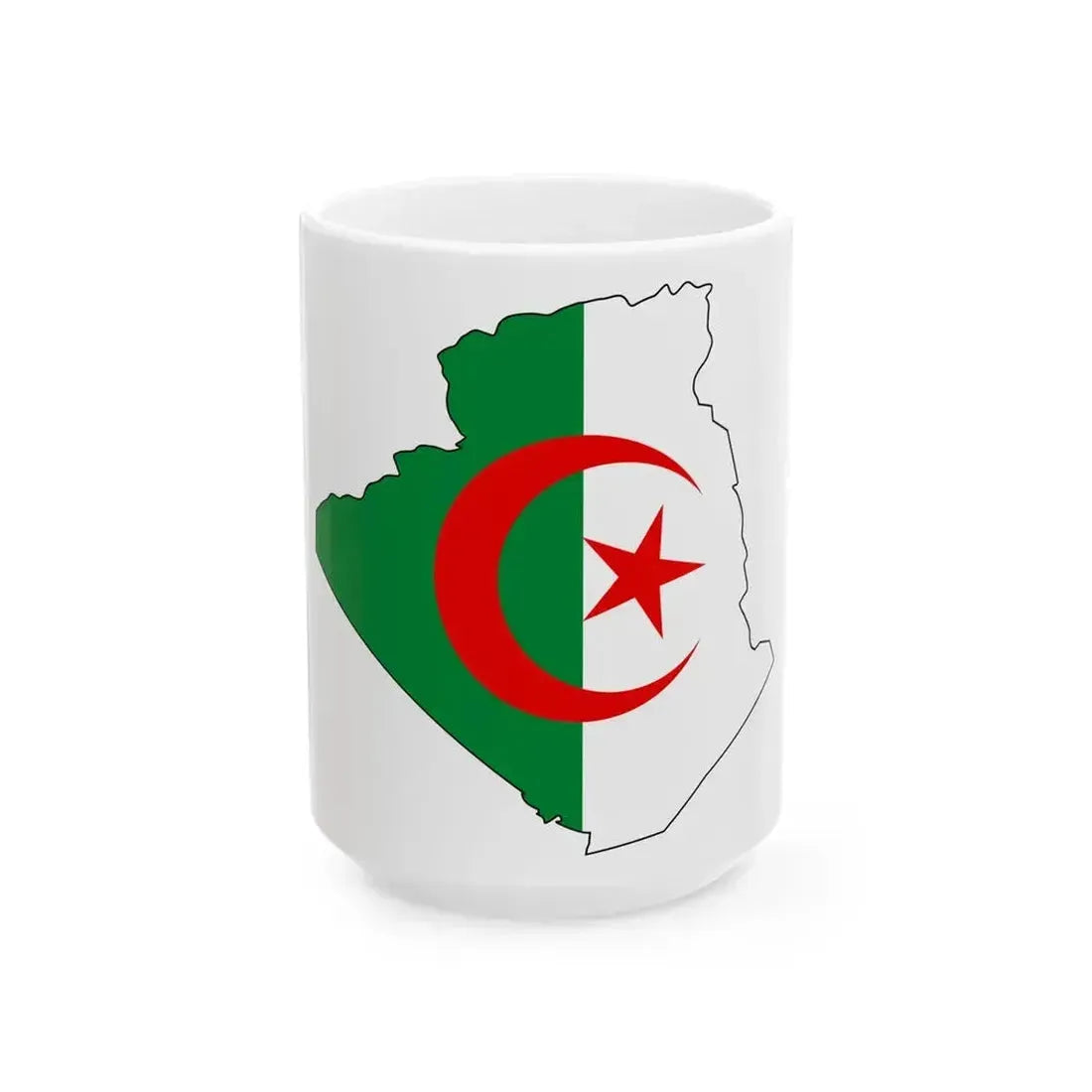 Flag and map of Algeria (Algeria) White Coffee Mug 15oz - Go Mug Yourself
