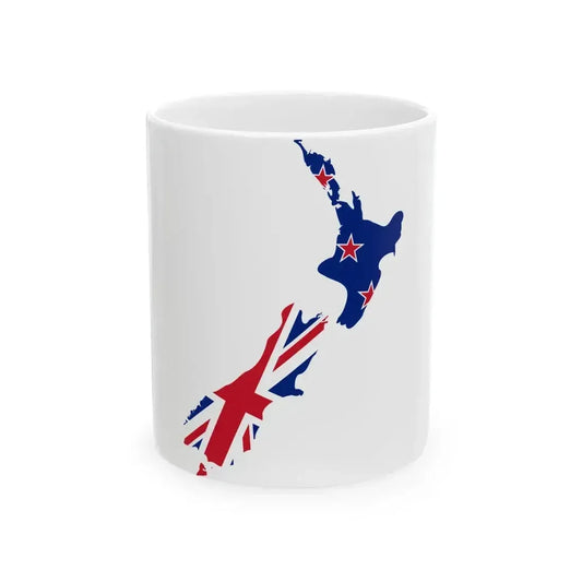 Flag and map of New Zealand (New Zealand) White Coffee Mug 11oz - Go Mug Yourself