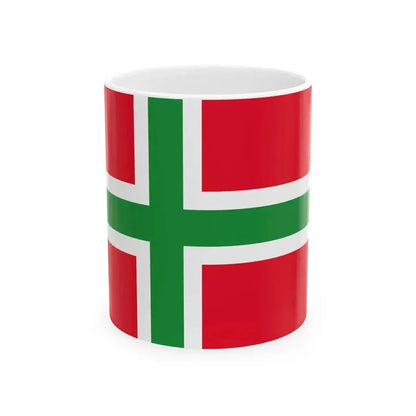 Flag Denmark Bornholmsflaget (Denmark) White Coffee Mug 11oz - Go Mug Yourself