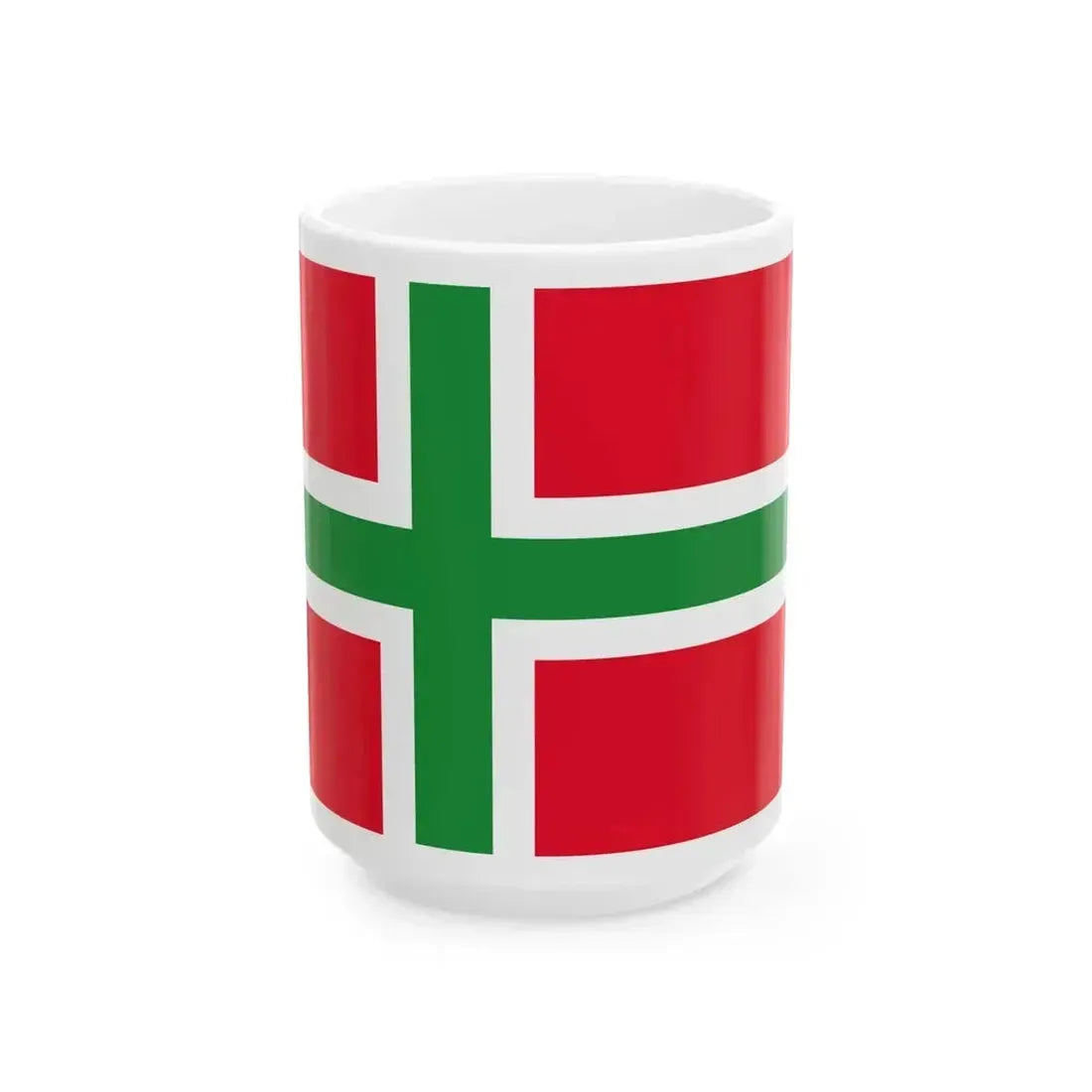 Flag Denmark Bornholmsflaget (Denmark) White Coffee Mug 15oz - Go Mug Yourself
