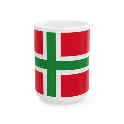 Flag Denmark Bornholmsflaget (Denmark) White Coffee Mug 15oz - Go Mug Yourself