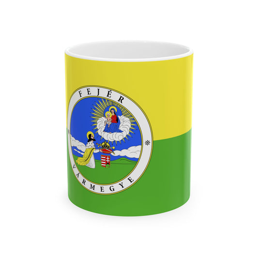 FLAG-Fejer-megye (Hungary) White Coffee Mug-11oz-Go Mug Yourself