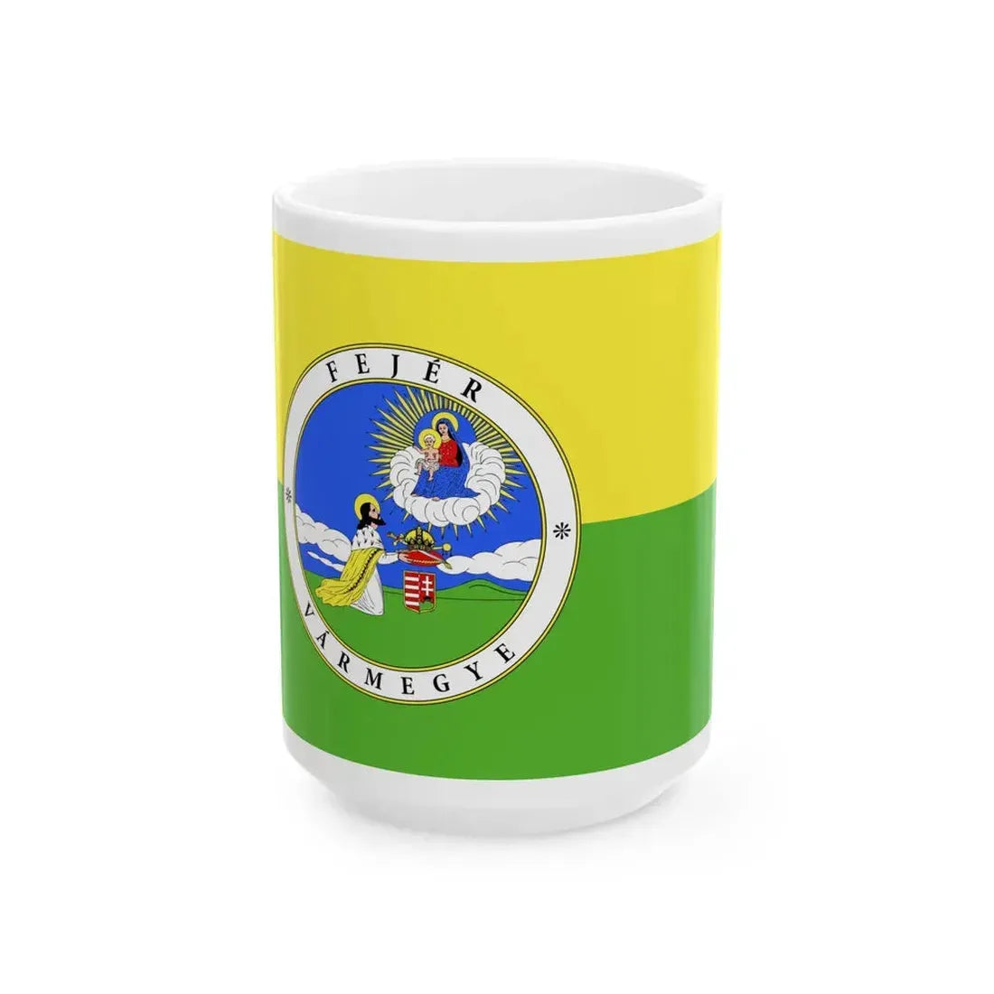 FLAG-Fejer-megye (Hungary) White Coffee Mug 15oz - Go Mug Yourself