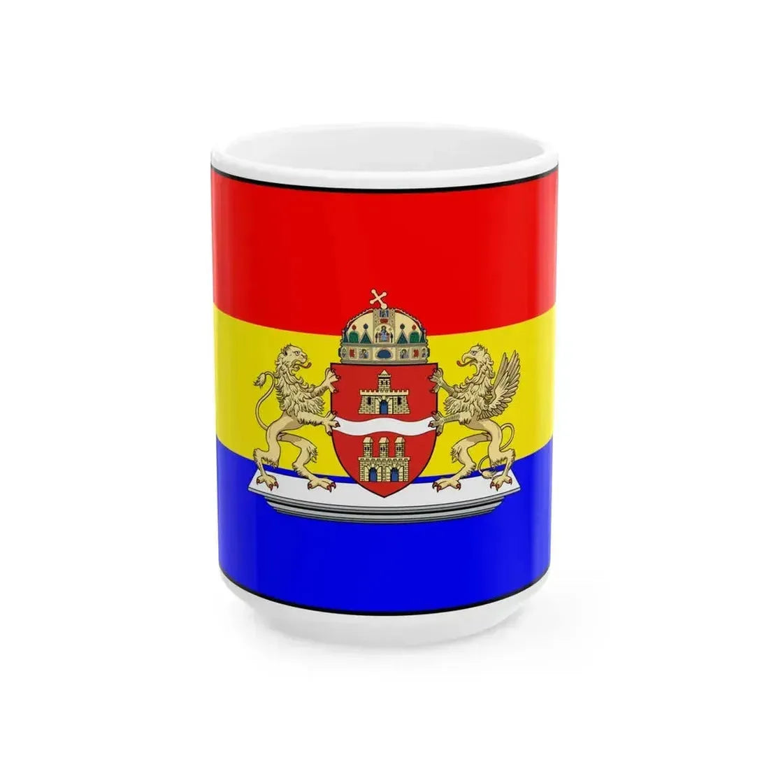 Flag Hungary Town Budapest 1873-2011 (Hungary) White Coffee Mug 15oz - Go Mug Yourself