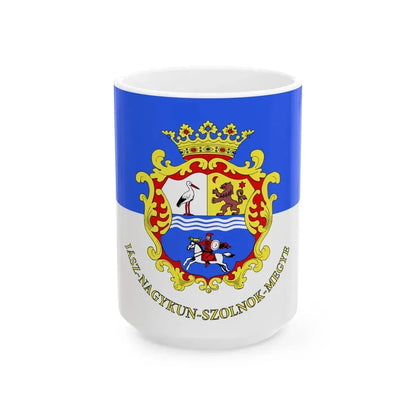 FLAG-Jasz-Nagykun-Szolnok (Hungary) White Coffee Mug 15oz - Go Mug Yourself